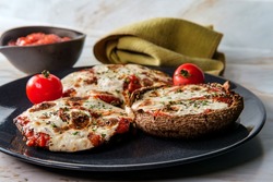 Gluten-free pizza stuffed portobello mushrooms for people with celiac disease