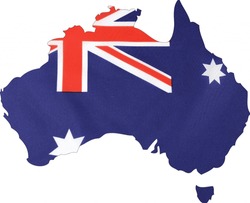 Map of Australia with Australian flag.
