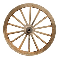 Single wooden cartwheel with clipping path