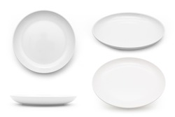 empty white plate on the white background