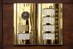 Brass intercom close up