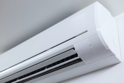 air conditioner cooling fresh system saving energy on white wall background