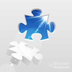 3d puzzle with sky and sunlight. Vector illustration.