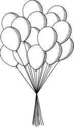 Party balloons illustration, sketch style.
