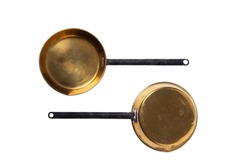 Isolates, set of vintage antique brass pan