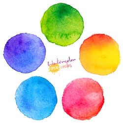 Colorful vector isolated watercolor paint circles