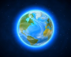 Blue shining vector Earth in space