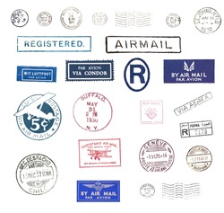 Vintage airmail stamps