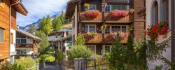 Houses in Zermatt alpine village, Switzerland