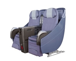 Airplane business class seat on white background