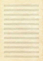 A blank music sheet on vintage color paper ready for composition