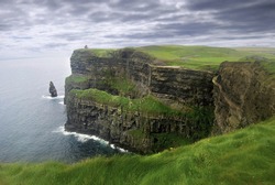Lush Grass at Cliffs of Moher in Ireland