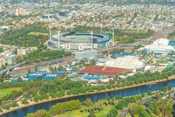 Aerial view of sport stadiums in Melbourne, Australia