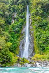 Thunder Creek falls in New Zealand