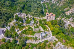 Aerial view of the Assen's Fortress in Bulgaria