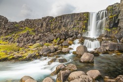 Oxararfoss waterfall at Thingvellir national park in Iceland