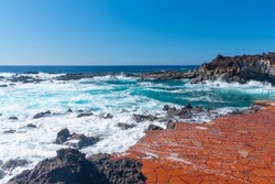 Rock pool at Cala de Tacoron bay near La Restinga town at El Hierro island, Canary islands, Spain.