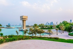 View of the Green island park built on reclaimed land in Kuwait.