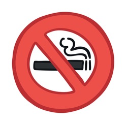 Vector illustration smoking ban. Hand drawn. Colored outlines.