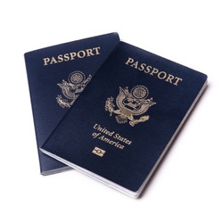 US passport on isolated white background