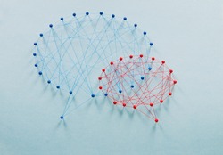 Social networking. Many threads forming two bubble speech