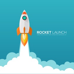 Rocket launch, ship.vector illustration concept of business. 
