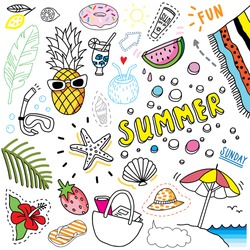 bright summer doodle set