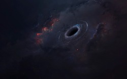 Black hole, awesome science fiction wallpaper, cosmic landscape. Elements of this image furnished by NASA
