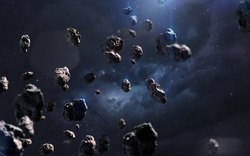 Meteorites. Deep space image, science fiction fantasy in high resolution ideal for wallpaper and print. Elements of this image furnished by NASA