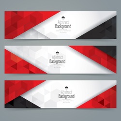 White, red and black abstract background banner. Collection banner design.
