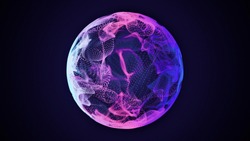 Science and technology abstract graphic background and texture, sphere planet circle, blue and pink tones, on dark backgroundю