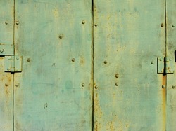 green metal door detail
