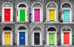 Colorful collection of doors in Dublin, Ireland