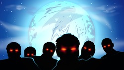 illustration of group of zombies with red eyes