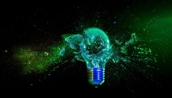 abstract light bulb background, blue and green.