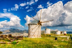 Windmills of Bodrum Town of Turkey