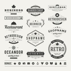 Retro Vintage Insignias or Logotypes set. Vector design elements, business signs, logos, identity, labels, badges and objects.