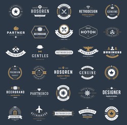 Vintage Logos Design Templates Set. Vector logotypes elements collection, Icons Symbols, Retro Labels, Badges, Silhouettes.