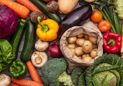 Layflat composition of fresh organic vegetables