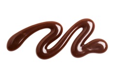 Chocolate caramel sauce ripple on a plain white backround