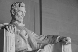 Abraham Lincoln Statue detail at Lincoln Memorial - Washington DC, United States