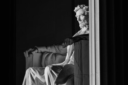 Abraham Lincoln Statue detail at Lincoln Memorial - Washington DC, United States 