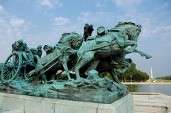 Ulysses S. Grant Cavalry Memorial in front of Capitol Hill in Washington DC, United States
