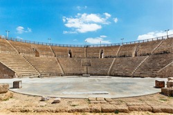 large and beautiful ancient amphitheater in Caesarea Israel