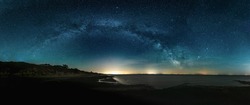 Night HDR panorama of Milky Way on night Starry 