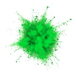 green powder explosion isolated on white background