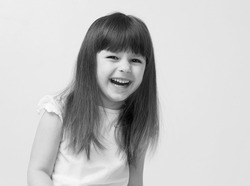 Cute little girl i smiling portrait black and white