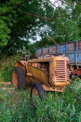 old abandoned and rusty tractor