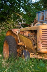 old abandoned and rusty tractor
