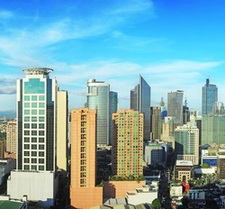 Aerial view on Makati city - modern financial and business district of Metro Manila, Philippines